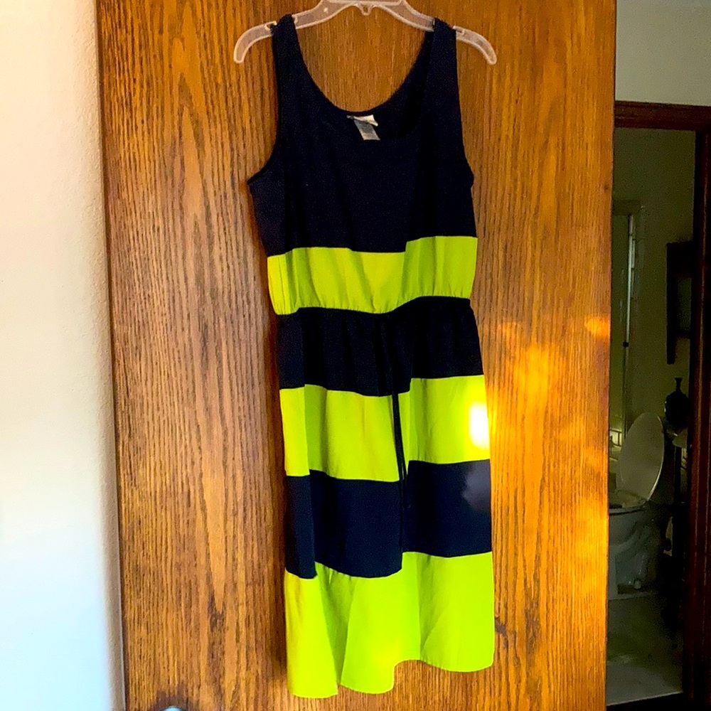 Navy and green stripped dress